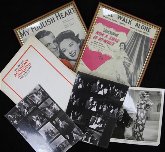 A large collection of Susan Hayward posters, lobby cards, magazines, songsheets, etc.